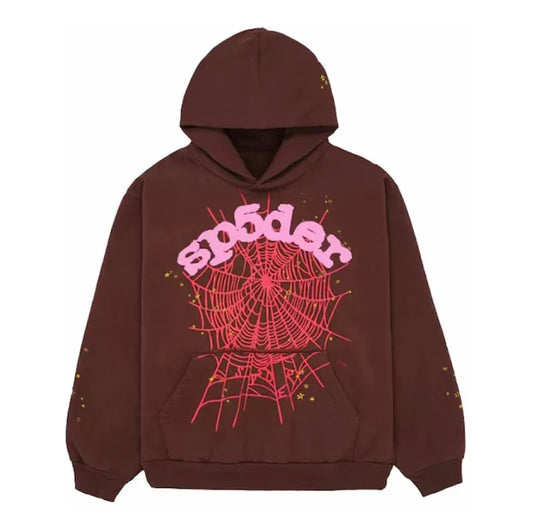 Sp5der Hoodie (Brown/Pink/Red)